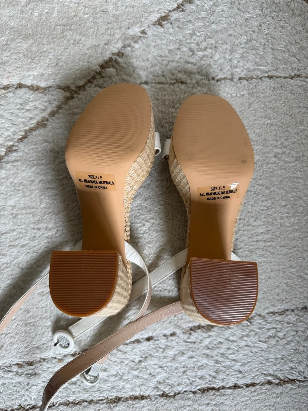Lulu's White Leather-Strap Woven Platform Sandals
